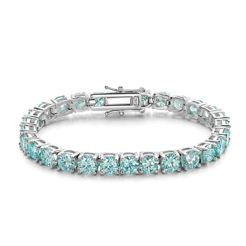 TBCYD 100% Real Blue Moissanite Tennis Bracelet