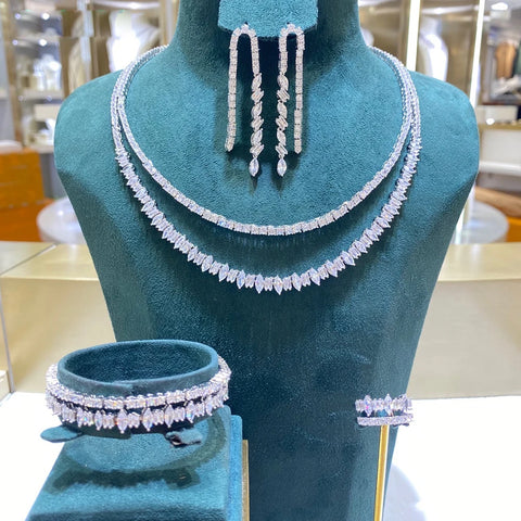 GODKI Famous Brand 2layers Luxury African Jewelry Sets For Women Wedding Party Zircon Crystal Dubai Bridal Jewelry Set Gift