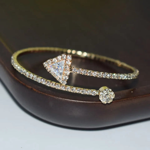 1 Row Triangular Zircon Rhinestone Open Bracelet