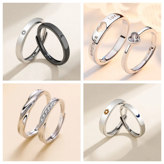 New Simple Couple Rings Silver