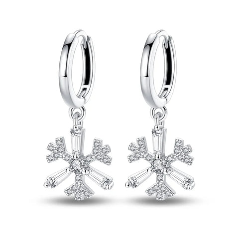 Women's 925 Sterling Silver Snowflake  Earrings