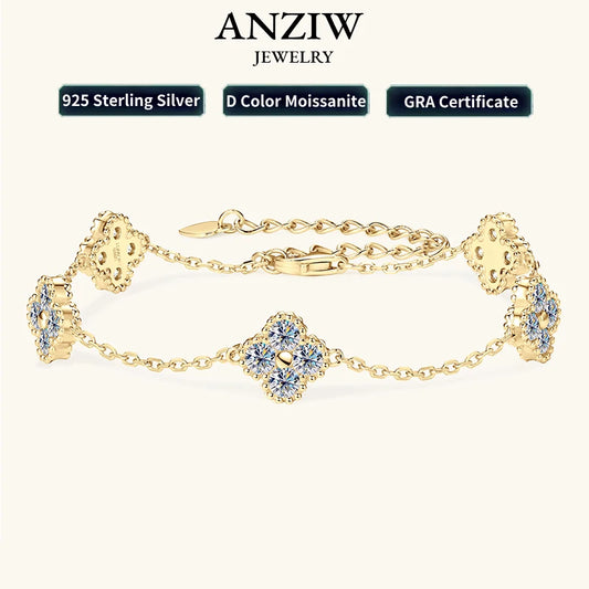 Flower Clover Bracelet Moissanite