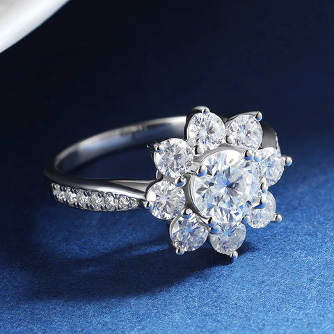TBCYD 6MM D Color Sunflower Full Moissanite Ring