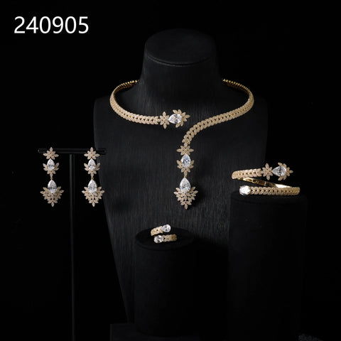 240905 Cuff Necklace Set for Women Bridal Wedding Party Cubic Zirconia  Jewelry Sets For Wedding Party Dress Suits Jewelry set