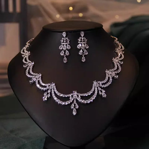 Bridal necklace High quality jewelry Light luxe zircon dress accessories Jewelry earrings set ornaments