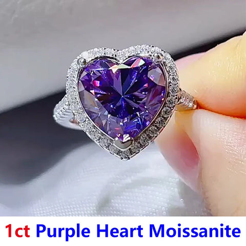 Hot Selling 5ct Purple Heart Moissanite Rings