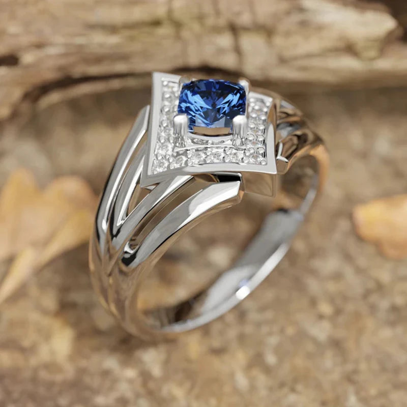 Huitan Elegant Cushion Blue Cubic Zirconia Ring - BOLEVARD RING