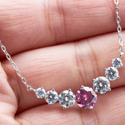 JoyceJelly 5 Moissanite stones Necklace For Women Wedding Jewely with GRA Certified 925 Sterling Sliver Plated 18k White Gold