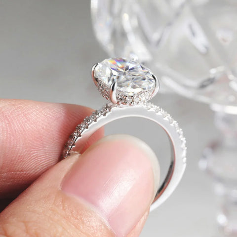 4.5CT Oval Cut Full Moissanite Ring