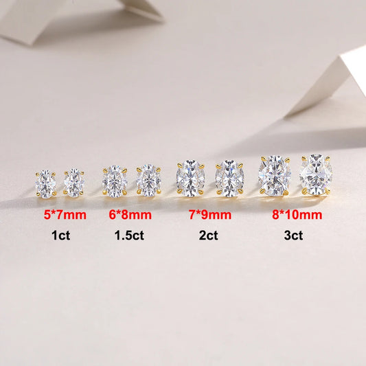 1-4ct Oval Cut Moissanite Stud Earring