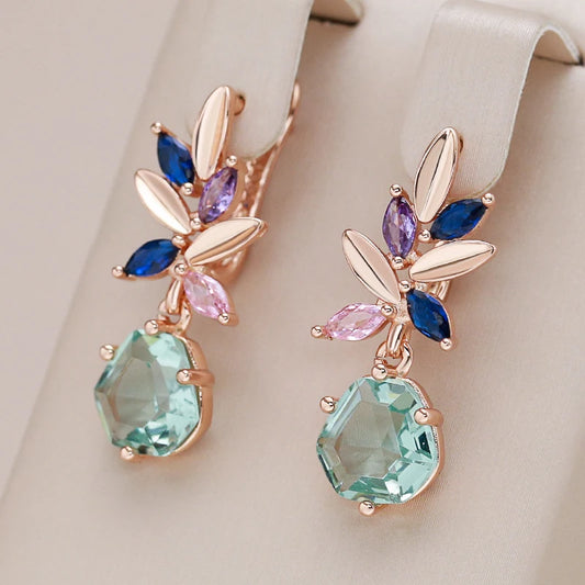 Kinel Fashion Unique Green Stone Drop Earrings