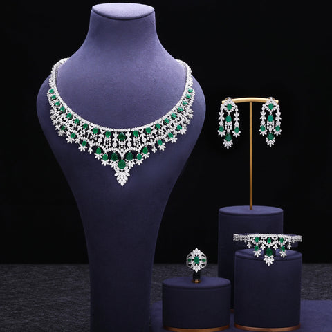 Trendy Purple Cubic Zirconia Women Jewelry Set Gift 4-piece Bridal Necklace Set Dubai Nigeria Party Gift