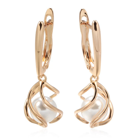 Kinel Luxury 585 Rose Gold Drop Earrings