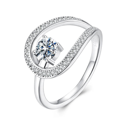 BAMOER Moissanite Wedding Stylish Circle Band Ring