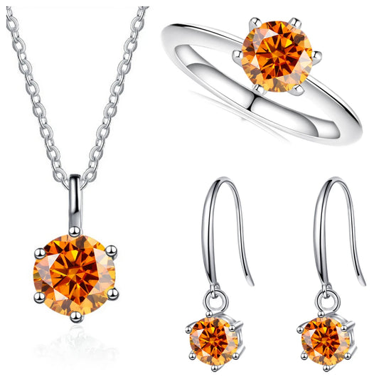 Total 2.5ct Solitaire 925 Sterling Silver moissanite Jewelry set for charm lady  for Women Fine Jewelry dating party gift