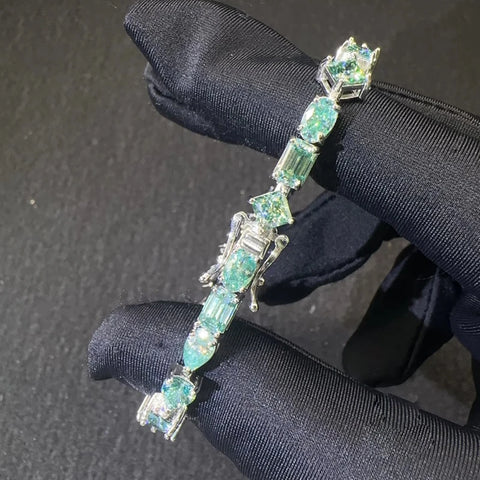 PureMax Fashion 5mm Blue Green Pass diamond Bracelet