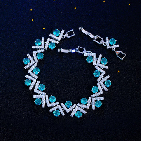 CWWZircons Geometric Shiny Light Blue Cubic Zirconia