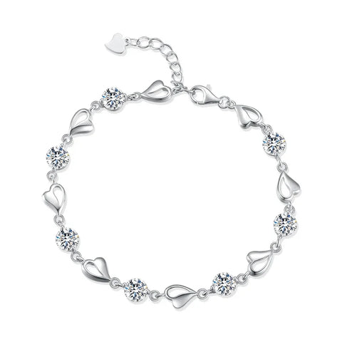 Versatile Pure Silver Crystal Lovers Wristband