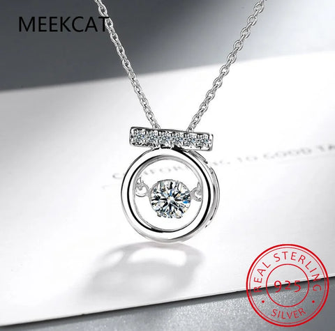 Moissanite Necklace Halo Pendant 0.5ct 925 Sterling Silver