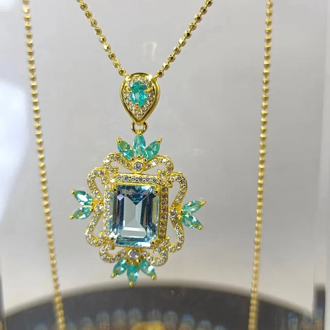 SACE GEMS New Trend Sky Blue Topaz Pendant