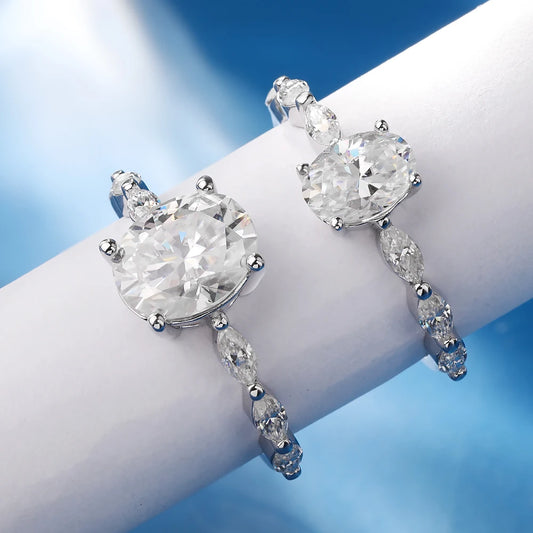 1ct 2ct Oval Cut All Moissanite Engagement Ring