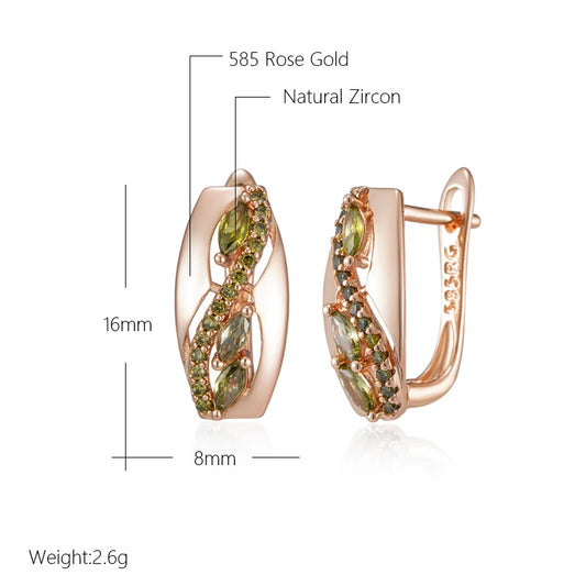 Kinel Unique 585 Rose Gold Color Drop Earrings