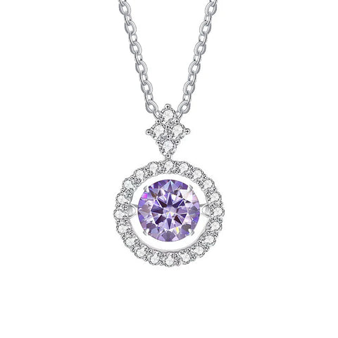 JoyceJelly 1CT Moissanite Diamond Necklace S925 Sterling Silver Beating Heart Pendant Clavicle Chain VVS D Color 3EX Cut Round