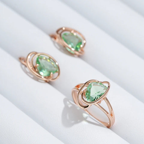 Wbmqda Geometric Light Green Stone Drop Earrings