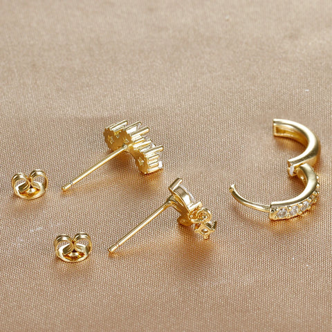 3PCS Luxury Star Pendant Piercing Earrings