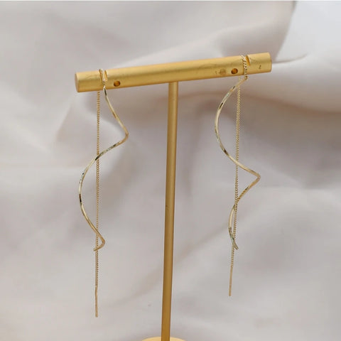 1 Pair Fashion Long Tassel Threader Earrings