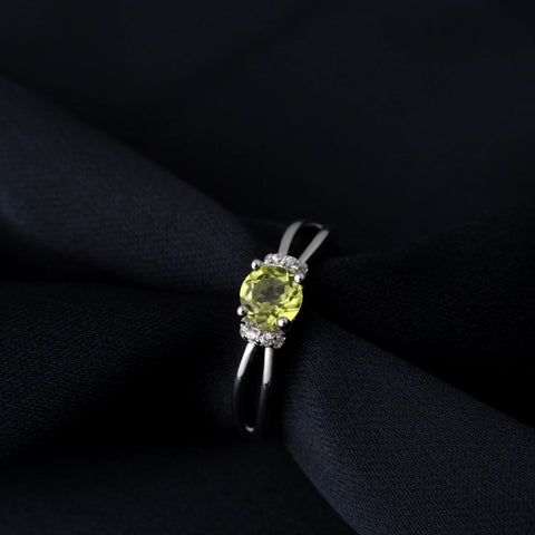 Potiy Round Genuine Natural Peridot 925 Sterling Silver