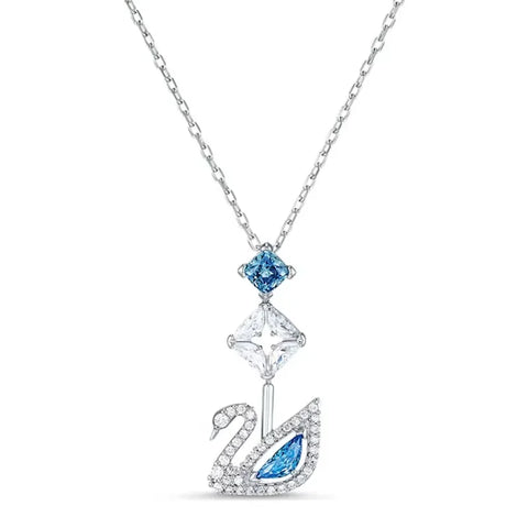 2025 New necklace Swan Blue square diamond crystal element necklace suitable for women's exquisite jewelry Valentine's Day gifts