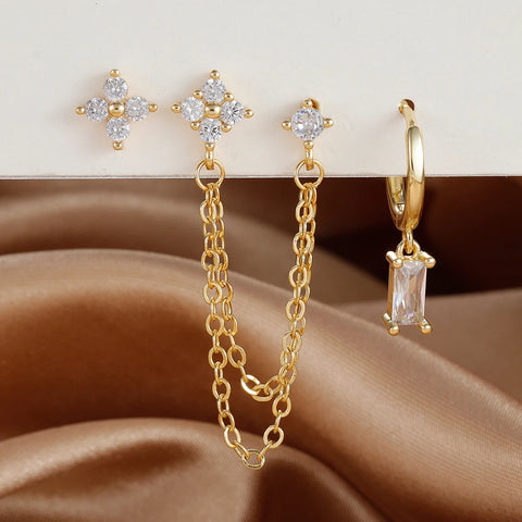 3PCS Exquisite Stainless Steel 12Earrings