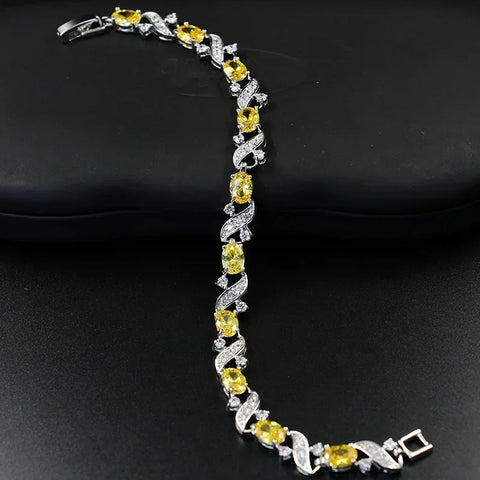 Graceful Green Crystal Leaf Bracelet