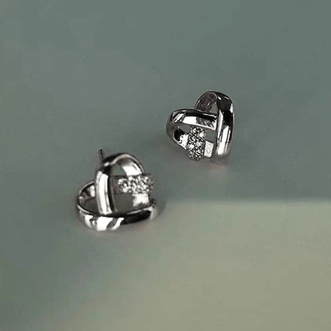 Huitan Eternity Love Earrings Ear Stud Piercing Silver