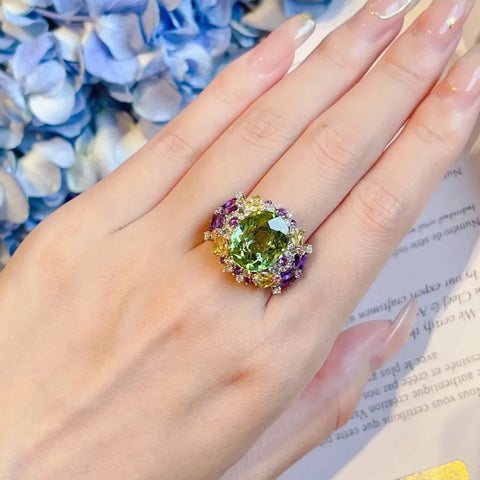 Bohemia Colored Gemstone Adjustable Ring