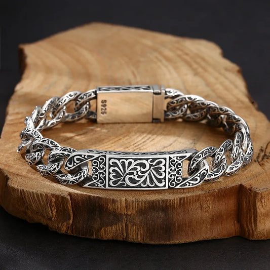 S925 Sterling Silver Punk Style Cuba Bracelet