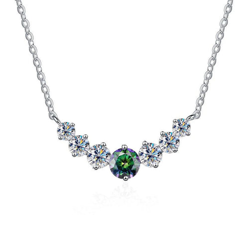 JoyceJelly 5 Moissanite stones Necklace For Women Wedding Jewely with GRA Certified 925 Sterling Sliver Plated 18k White Gold