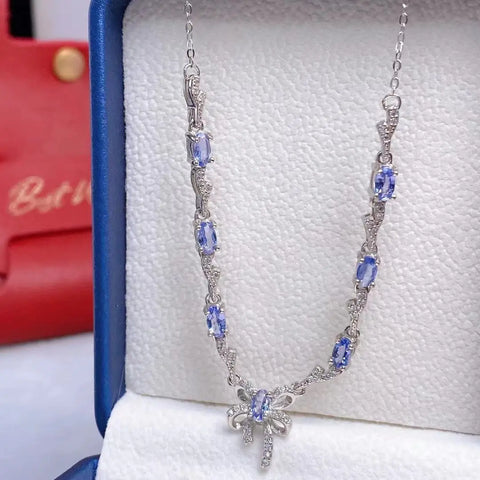 ZECAA Tanzanite 925 Jewelry Pendant For Woman With Tanzanite Gemstone 3*5mm Pendant S925 Silver Tanzanite Pendant