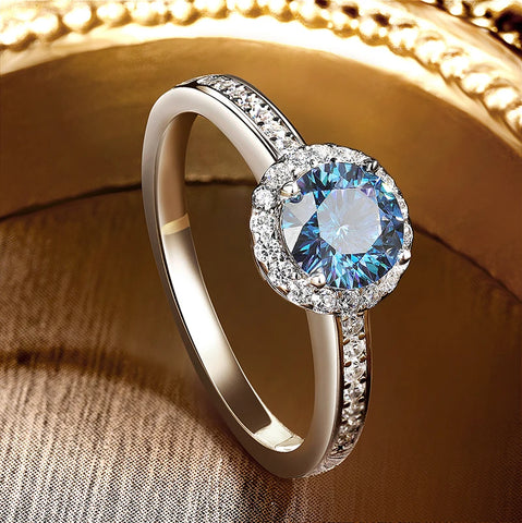 KNOBSPIN 1-5ct Blue Moissanite Ring