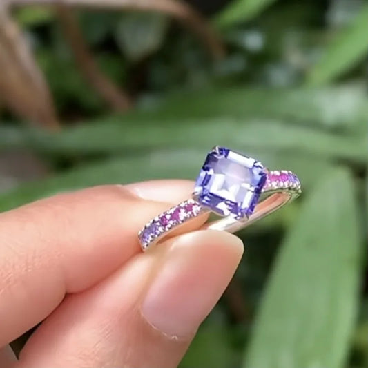 Attractive Silver Color Square Round Rings