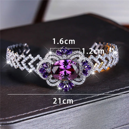 Charm Female Purple Zircon Stone Oval Bracelet