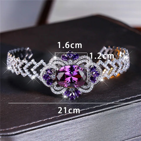 Charm Female Purple Zircon Stone Oval Bracelet