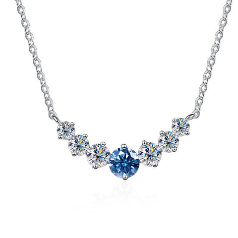 JoyceJelly 5 Moissanite stones Necklace For Women Wedding Jewely with GRA Certified 925 Sterling Sliver Plated 18k White Gold