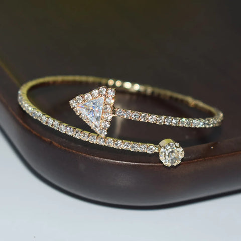 1 Row Triangular Zircon Rhinestone Open Bracelet