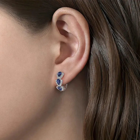 lue Cubic Zirconia Hoop Earrings