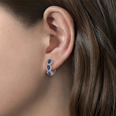 lue Cubic Zirconia Hoop Earrings
