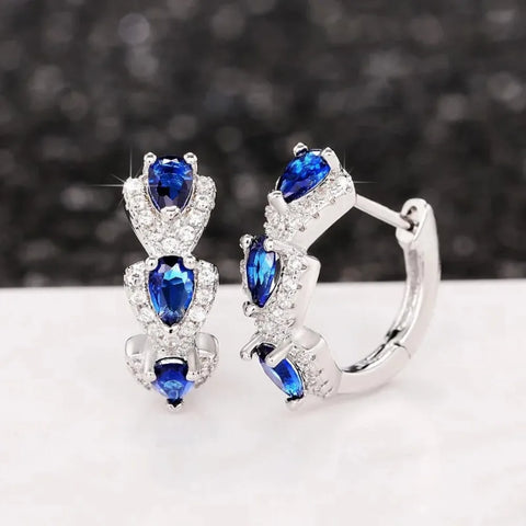 lue Cubic Zirconia Hoop Earrings