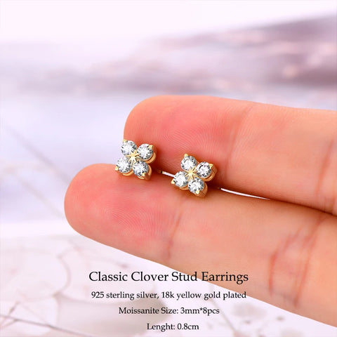 IOGOU Flower Clover Moissanite Pendant Necklace 925 Silver Clavicle Adjustable Chain for Women Girls Gift GRA Certified Jewelry