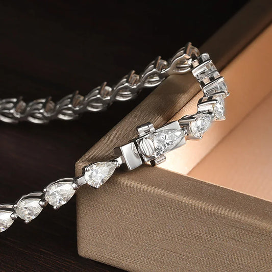 Pear Cut All Moissanite Diamond Bracelet